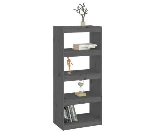 Grāmatu Plaukts, Pelēks, 60X30X135,5 Cm, Priedes Masīvkoks Vidaxl