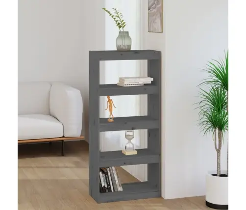 Grāmatu Plaukts, Pelēks, 60X30X135,5 Cm, Priedes Masīvkoks Vidaxl