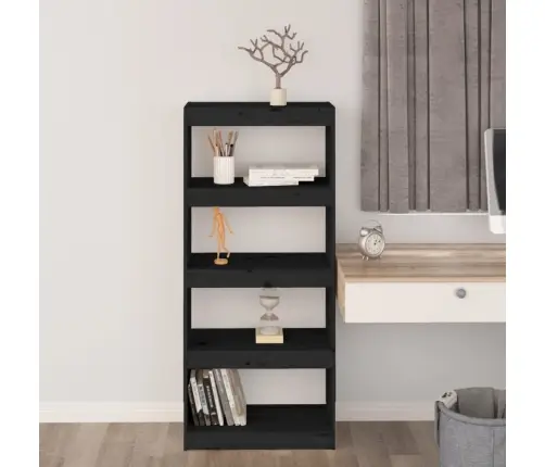 Grāmatu Plaukts, Melns, 60X30X135,5 Cm, Priedes Masīvkoks Vidaxl