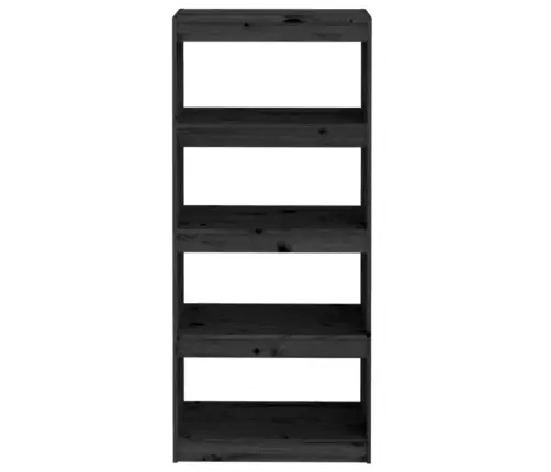 Grāmatu Plaukts, Melns, 60X30X135,5 Cm, Priedes Masīvkoks Vidaxl