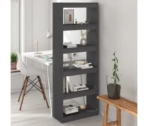 Spintelė Knygoms/Kambario Pertvara, Pilka, 60X30X167,5cm Pušis