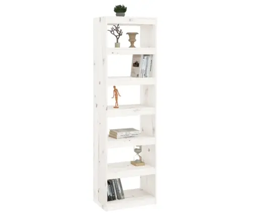 Raamaturiiul/Ruumijagaja Valge 60 X 30 X 199,5 Cm Täismännipuit