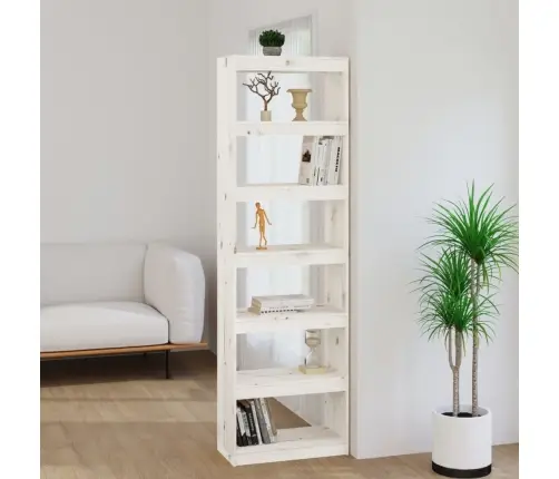 Raamaturiiul/Ruumijagaja Valge 60 X 30 X 199,5 Cm Täismännipuit