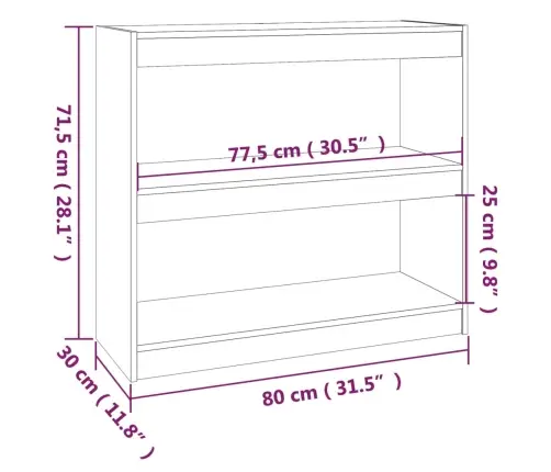 Spintelė Knygoms/Kambario Pertvara, Pilka, 80X30X71,5cm Pušis Spintelė Knygoms/Kambario Pertvara, Pilka, 80X30X71,5cm Pušis