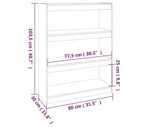 Spintelė Knygoms/Kambario Pertvara, Balta, 80X30X103,5cm Pušis
