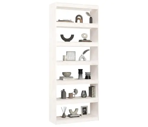 Grāmatu Plaukts, Balts, 80X30X199,5 Cm, Priedes Masīvkoks Vidaxl