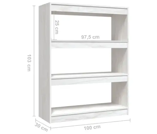 Grāmatu Plaukts, Balts, 100X30X103 Cm, Priedes Masīvkoks Vidaxl