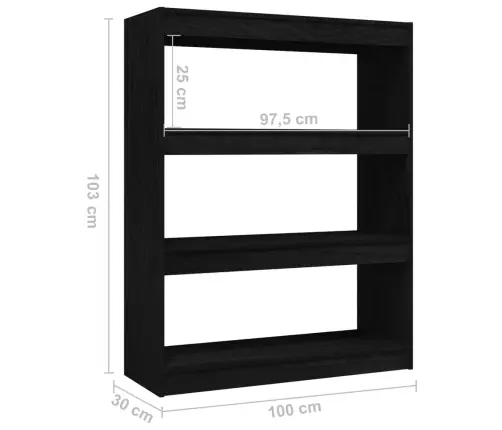 Grāmatu Plaukts, Melns, 100X30X103 Cm, Priedes Masīvkoks Vidaxl