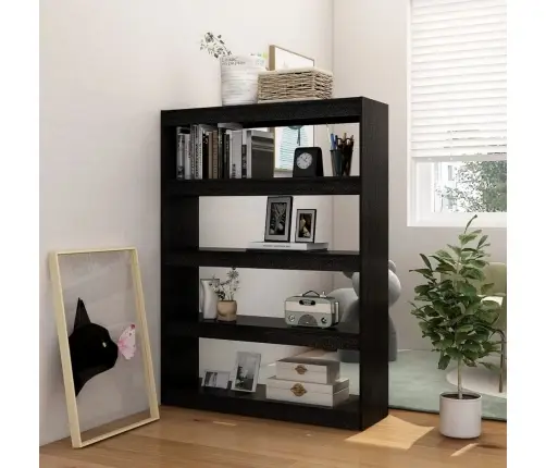 Grāmatu Plaukts, Melns, 100X30X135,5 Cm, Priedes Masīvkoks Vidaxl