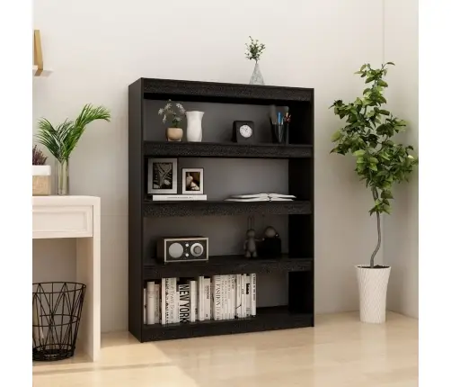 Grāmatu Plaukts, Melns, 100X30X135,5 Cm, Priedes Masīvkoks Vidaxl