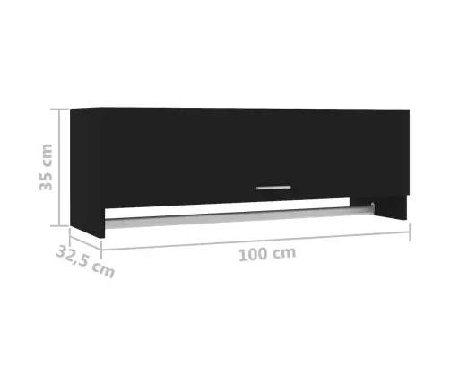 Garderoob, Must, 100X32,5X35 cm Tehispuit