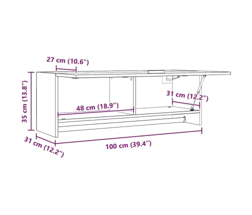 Garderoob, Sonoma Tamm, 100X32,5X35 cm Tehispuit