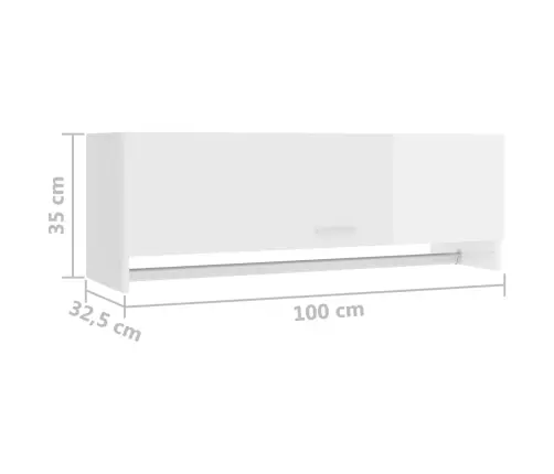 Skapis, Spīdīgi Balts, 100X32,5X35 Cm, Inženierijas Koks Vidaxl