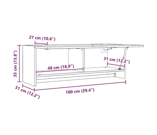Garderoob, Kõrgläikega Valge, 100X32,5X35 cm Tehispuit