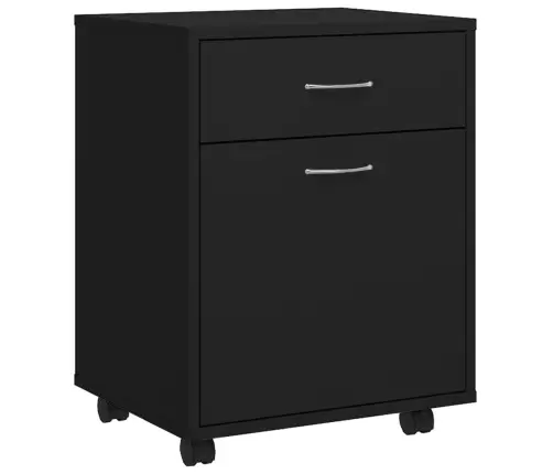 Skapītis Ar Riteņiem, Melns, 45X38X54 Cm, Inženierijas Koks Vidaxl