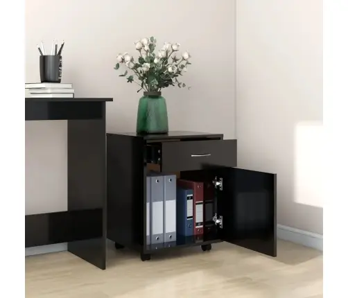 Skapītis Ar Riteņiem, Melns, 45X38X54 Cm, Inženierijas Koks Vidaxl