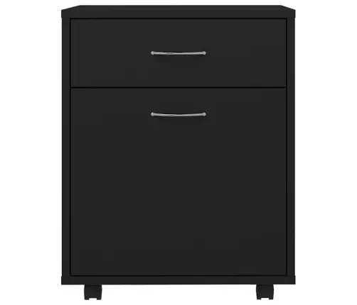 Skapītis Ar Riteņiem, Melns, 45X38X54 Cm, Inženierijas Koks Vidaxl