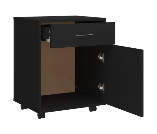 Skapītis Ar Riteņiem, Melns, 45X38X54 Cm, Inženierijas Koks Vidaxl