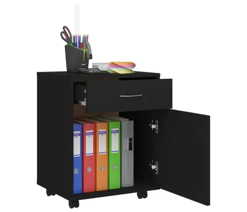 Skapītis Ar Riteņiem, Melns, 45X38X54 Cm, Inženierijas Koks Vidaxl