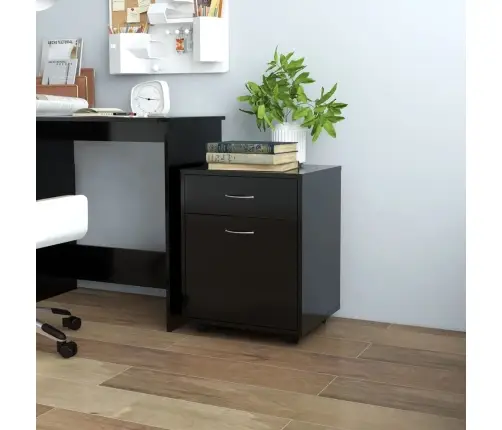 Skapītis Ar Riteņiem, Melns, 45X38X54 Cm, Inženierijas Koks Vidaxl