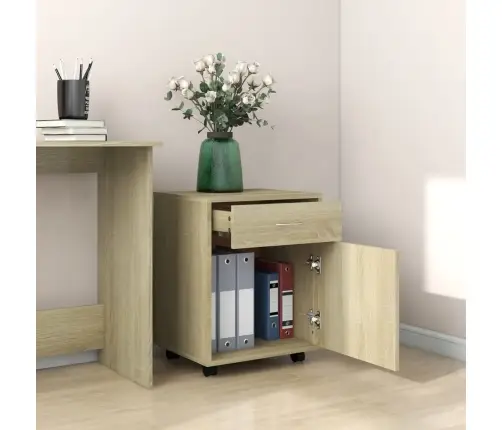 Skapītis Ar Riteņiem, Ozolkoka, 45X38X54 Cm, Inženierijas Koks Vidaxl