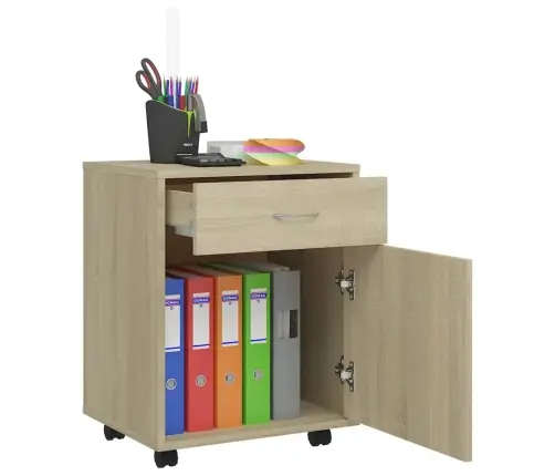 Skapītis Ar Riteņiem, Ozolkoka, 45X38X54 Cm, Inženierijas Koks Vidaxl