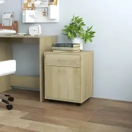 Skapītis Ar Riteņiem, Ozolkoka, 45X38X54 Cm, Inženierijas Koks Vidaxl