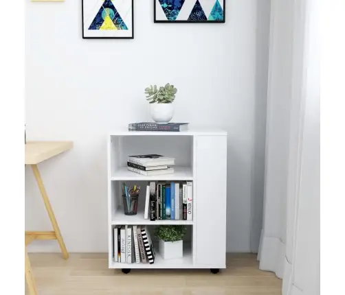 Plaukts Ar Riteņiem, Balts, 60X35X75 Cm, Inženierijas Koks Vidaxl