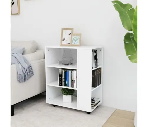 Plaukts Ar Riteņiem, Balts, 60X35X75 Cm, Inženierijas Koks Vidaxl