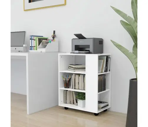 Plaukts Ar Riteņiem, Balts, 60X35X75 Cm, Inženierijas Koks Vidaxl