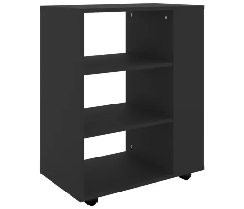 Plaukts Ar Riteņiem, Melns, 60X35X75 Cm, Inženierijas Koks Vidaxl