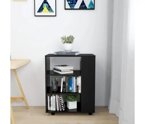 Plaukts Ar Riteņiem, Melns, 60X35X75 Cm, Inženierijas Koks Vidaxl