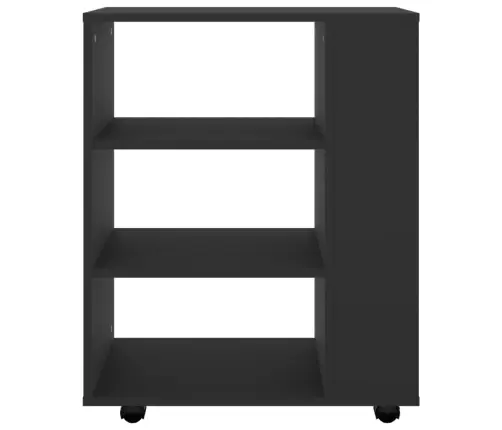 Plaukts Ar Riteņiem, Melns, 60X35X75 Cm, Inženierijas Koks Vidaxl