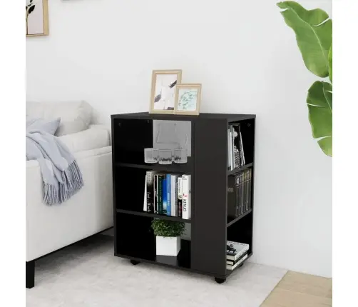 Plaukts Ar Riteņiem, Melns, 60X35X75 Cm, Inženierijas Koks Vidaxl