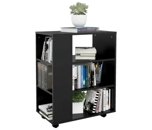 Plaukts Ar Riteņiem, Melns, 60X35X75 Cm, Inženierijas Koks Vidaxl