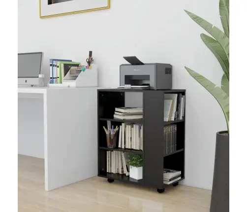 Plaukts Ar Riteņiem, Melns, 60X35X75 Cm, Inženierijas Koks Vidaxl