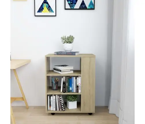 Plaukts Ar Riteņiem, Ozolkoka, 60X35X75 Cm, Inženierijas Koks Vidaxl