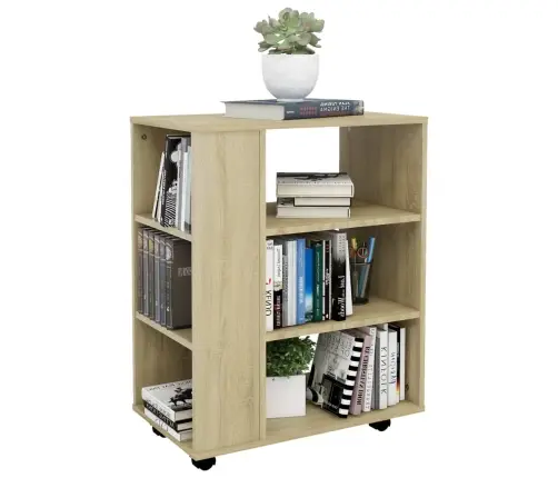 Plaukts Ar Riteņiem, Ozolkoka, 60X35X75 Cm, Inženierijas Koks Vidaxl