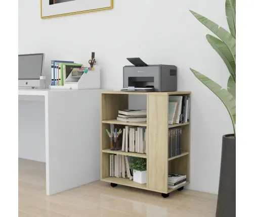 Plaukts Ar Riteņiem, Ozolkoka, 60X35X75 Cm, Inženierijas Koks Vidaxl