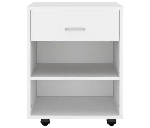 Skapītis Ar Riteņiem, Balts, 46X36X59 Cm, Inženierijas Koks Vidaxl