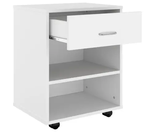 Skapītis Ar Riteņiem, Balts, 46X36X59 Cm, Inženierijas Koks Vidaxl