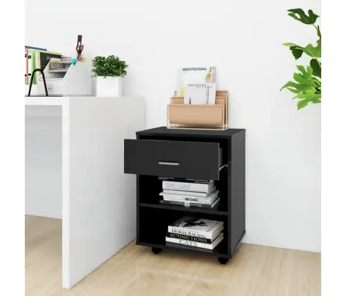 Spintelė Su Ratukais, Juoda, 46X36X59cm Apdirbta Mediena