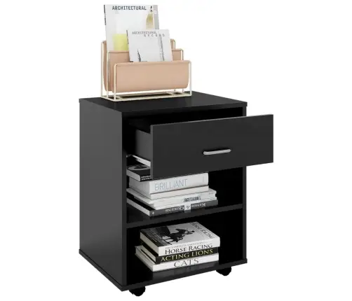 Spintelė Su Ratukais, Juoda, 46X36X59cm Apdirbta Mediena