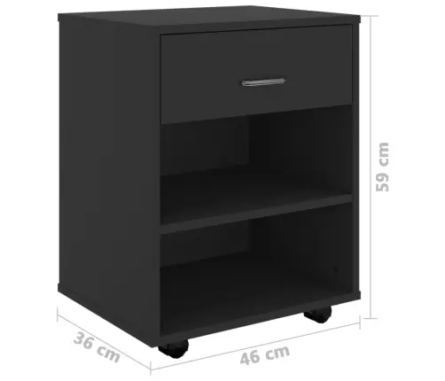 Spintelė Su Ratukais, Juoda, 46X36X59cm Apdirbta Mediena