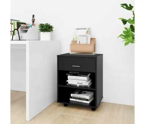 Spintelė Su Ratukais, Juoda, 46X36X59cm Apdirbta Mediena