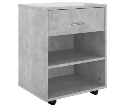 Skapītis Ar Riteņiem Betona Pelēks 46X36X59Cm Inženierijas Koks Vidaxl