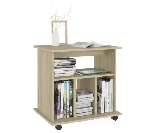 Plaukts Ar Riteņiem, Ozolkoka, 60X45X60 Cm, Inženierijas Koks Vidaxl