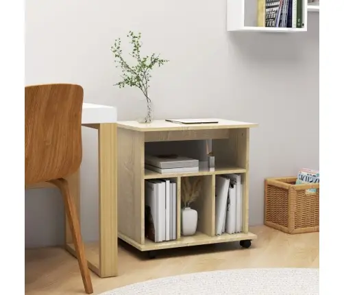 Plaukts Ar Riteņiem, Ozolkoka, 60X45X60 Cm, Inženierijas Koks Vidaxl