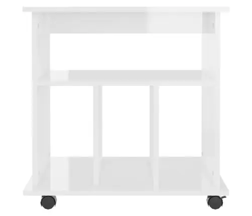 Plaukts Ar Riteņiem, Spīdīgi Balts 60X45X60Cm Inženierijas Koks Vidaxl