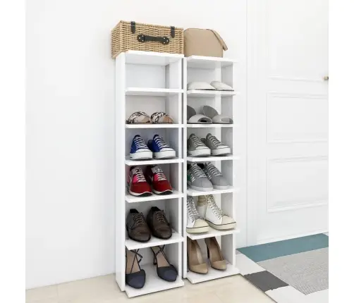 Spintelės Batams, 2Vnt., Baltos, 27,5X27X102Cm Apdirbta Mediena